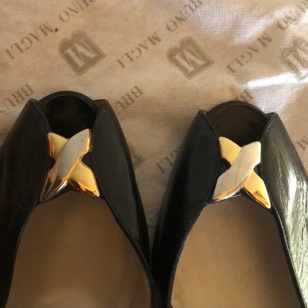 Bruno Magli NWOT Vintage Black Open Toe Slingbacks